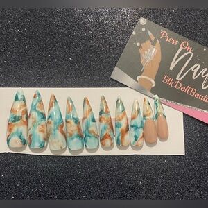 Turquoise and Copper Press-On Nails